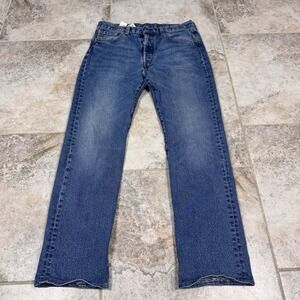 Levi's 501 Original Jeans Men's 33X32 Straight Leg Button Fly Med Blue Work